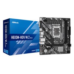 Asrock H610M-HDV/M.2 R2.0, Intel H610, 1700, Micro ATX, 2 DDR4, VGA, HDMI, DP, PCIe4, 1x M.2 Asrock H610M-HDV/M.2 R2.0, Intel H610, 1700, Micro ATX, 2 DDR4, VGA, HDMI, DP, PCIe4, 1x M.2